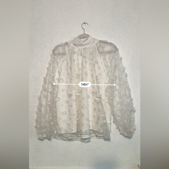 NWT Entro white sheer floral sleeved top with back tie size large - Picture 4 of 11